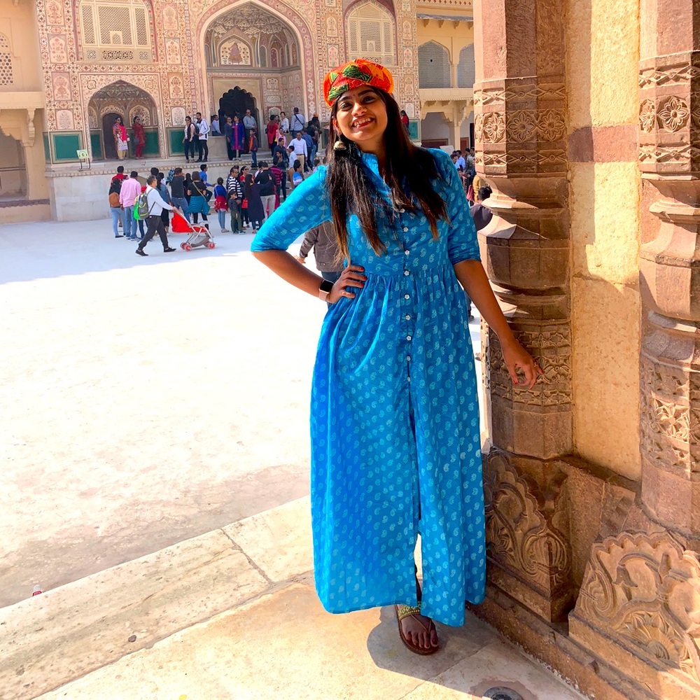 Blue ankle length kurta